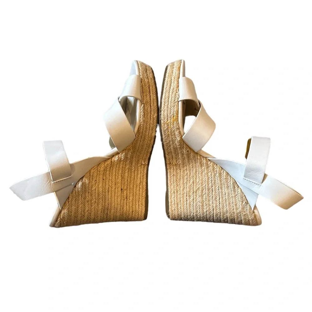 MICHAEL Michael Kors White Leather Espadrille Wedge Sandals